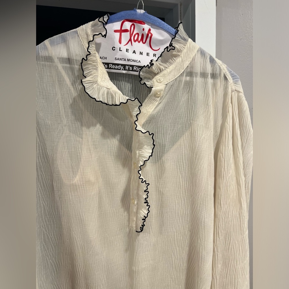 Tory Burch Deneuve Shirt Ivory with black trim